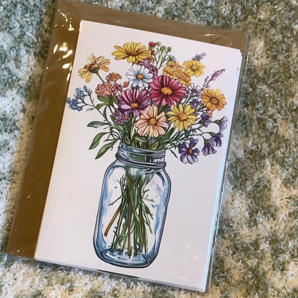 Farmhouse Floral Mason Jar Bouquet Greeting Cards Set of 6 NWT 4x5.5” - Picture 8 of 10